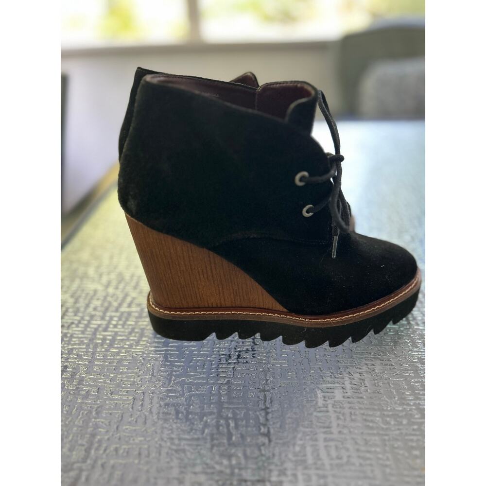 BCBGeneration Nariska Lace-Up Wedge Booties Black Size 8M